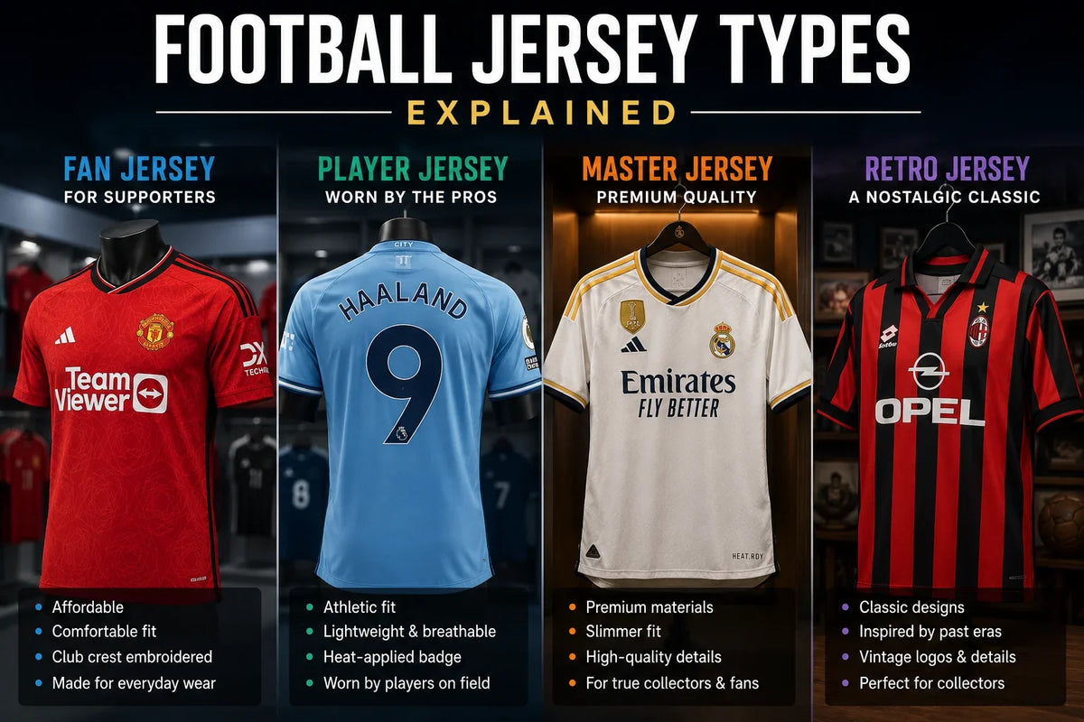 Football Jersey Types Explained: Fan, Player, Master & Retro