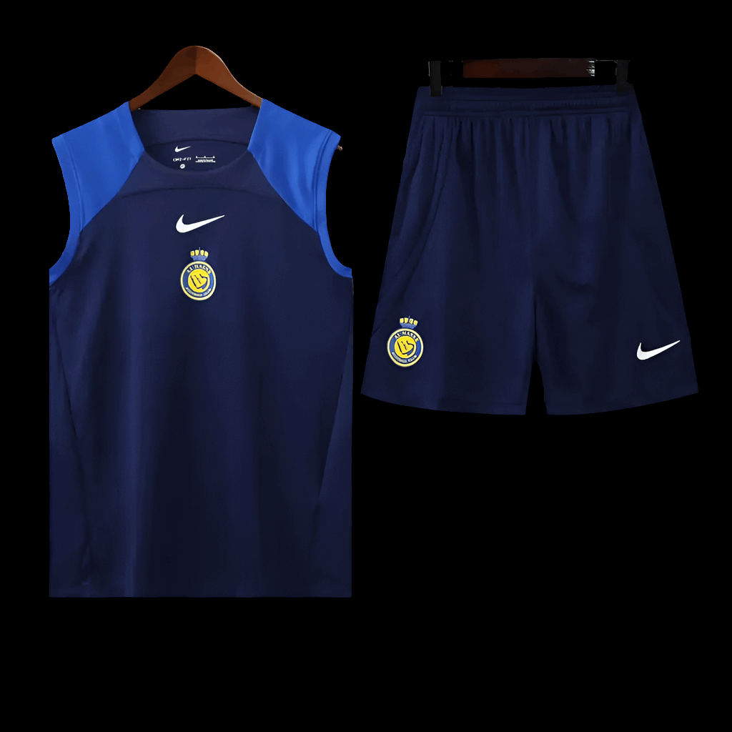 Al Nassr Dark Blue Sleeveless Training Set (With Shorts) in india