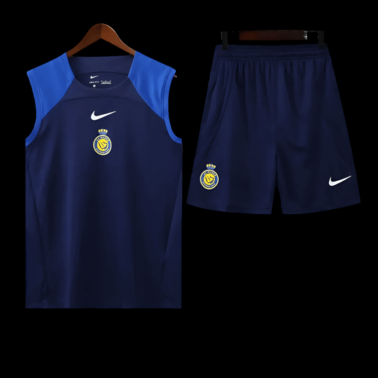 Al Nassr Dark Blue Sleeveless Training Set (With Shorts) in india