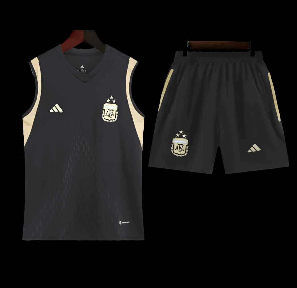 Argentina Black Sleeveless Training Set (With Shorts) – Champions Kit
