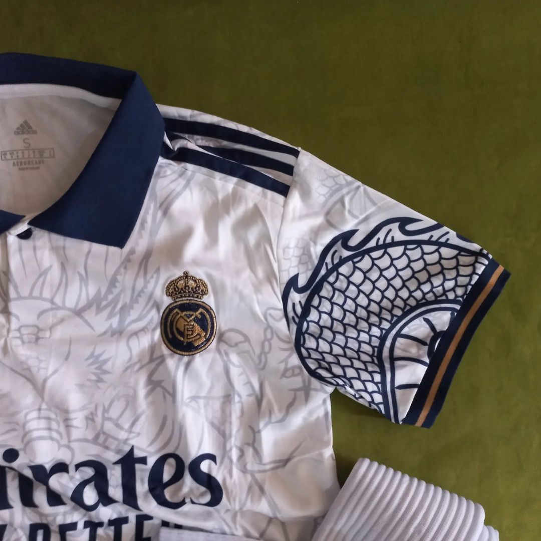 Real Madrid White Dragon Set (With Shorts) Jerseys Adidas Jersey Football Jerseys India Online