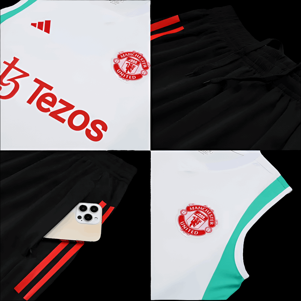 Manchester United White Sleeveless Training Set (With Shorts) Jerseys Adidas Jersey Football Jerseys India Online