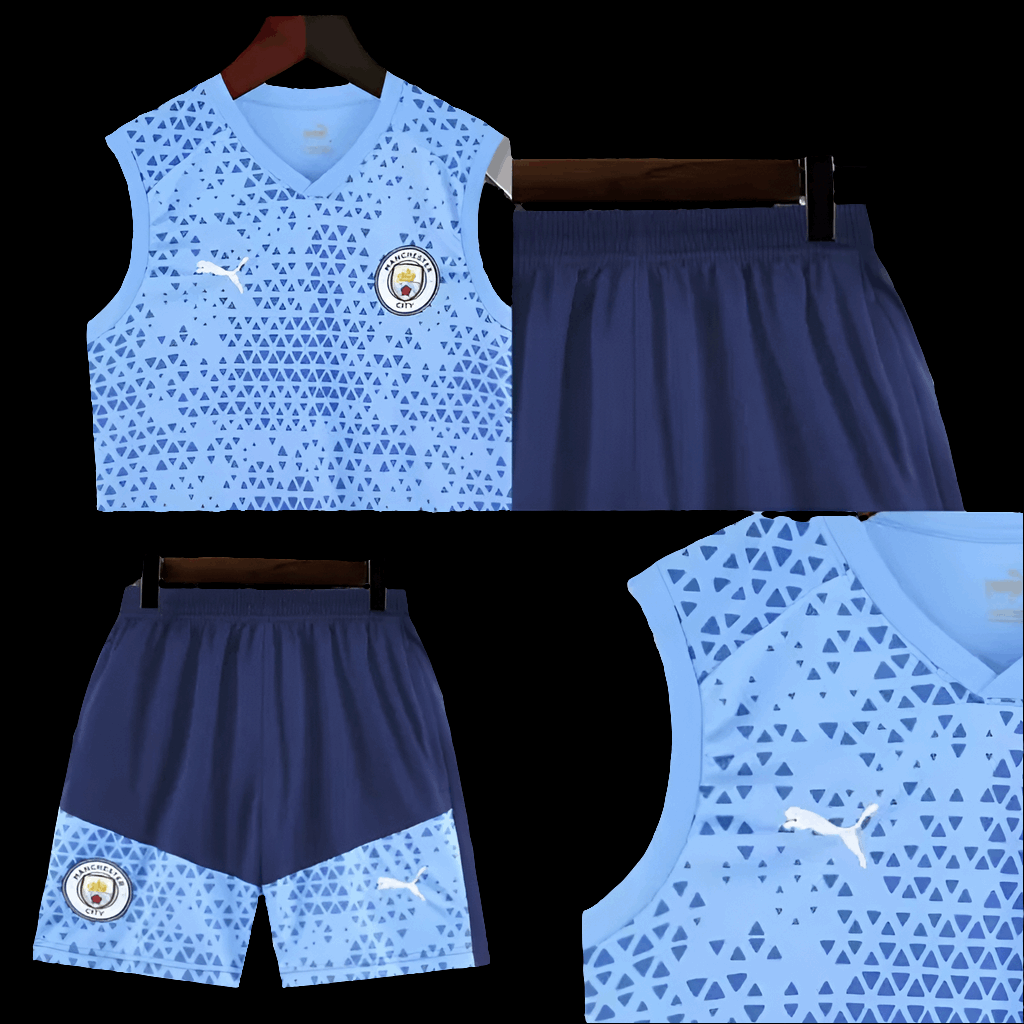 Manchester City Blue Sleeveless Training Set (With Shorts) Jerseys Jersey Manchester City Puma Football Jerseys India Online