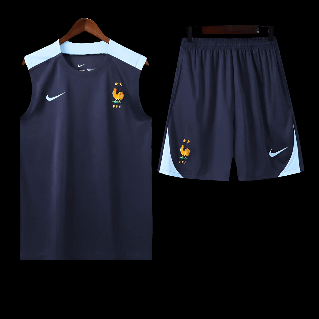 France Navy Blue Sleeveless Training Set (With Shorts) Jerseys Jersey Nike Football Jerseys India Online