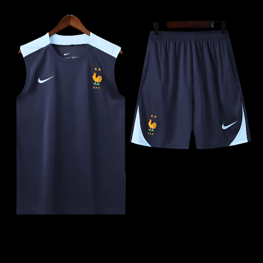 France Navy Blue Sleeveless Training Set (With Shorts) Jerseys Jersey Nike Football Jerseys India Online