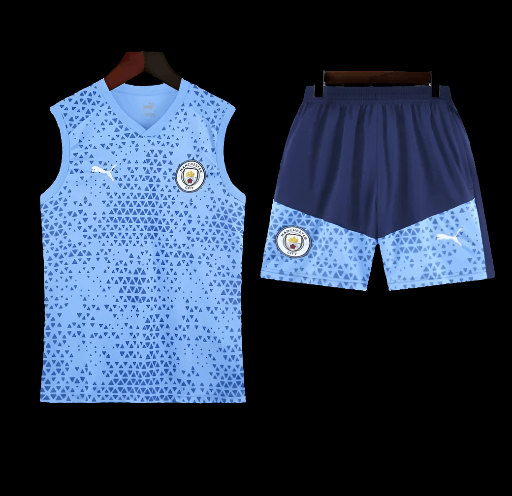 Manchester City Blue Sleeveless Training Set (With Shorts) Jerseys Jersey Manchester City Puma Football Jerseys India Online