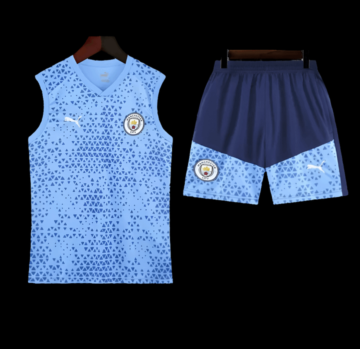 Manchester City Blue Sleeveless Training Set (With Shorts) Jerseys Jersey Manchester City Puma Football Jerseys India Online