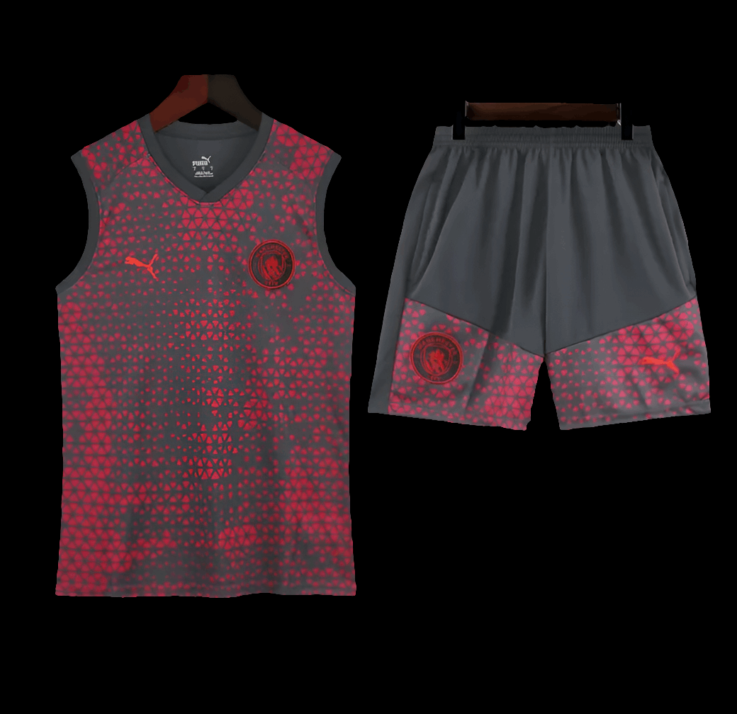 Manchester City Maroon Sleeveless Training Set (With Shorts) Jersey Manchester City Puma Football Jerseys India Online