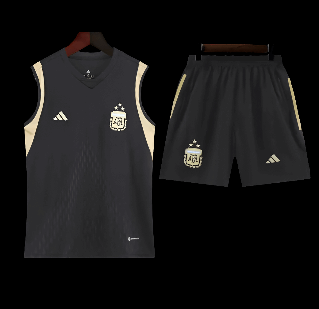 Argentina Black Sleeveless Training Set (With Shorts) Jerseys Adidas Jersey Football Jerseys India Online