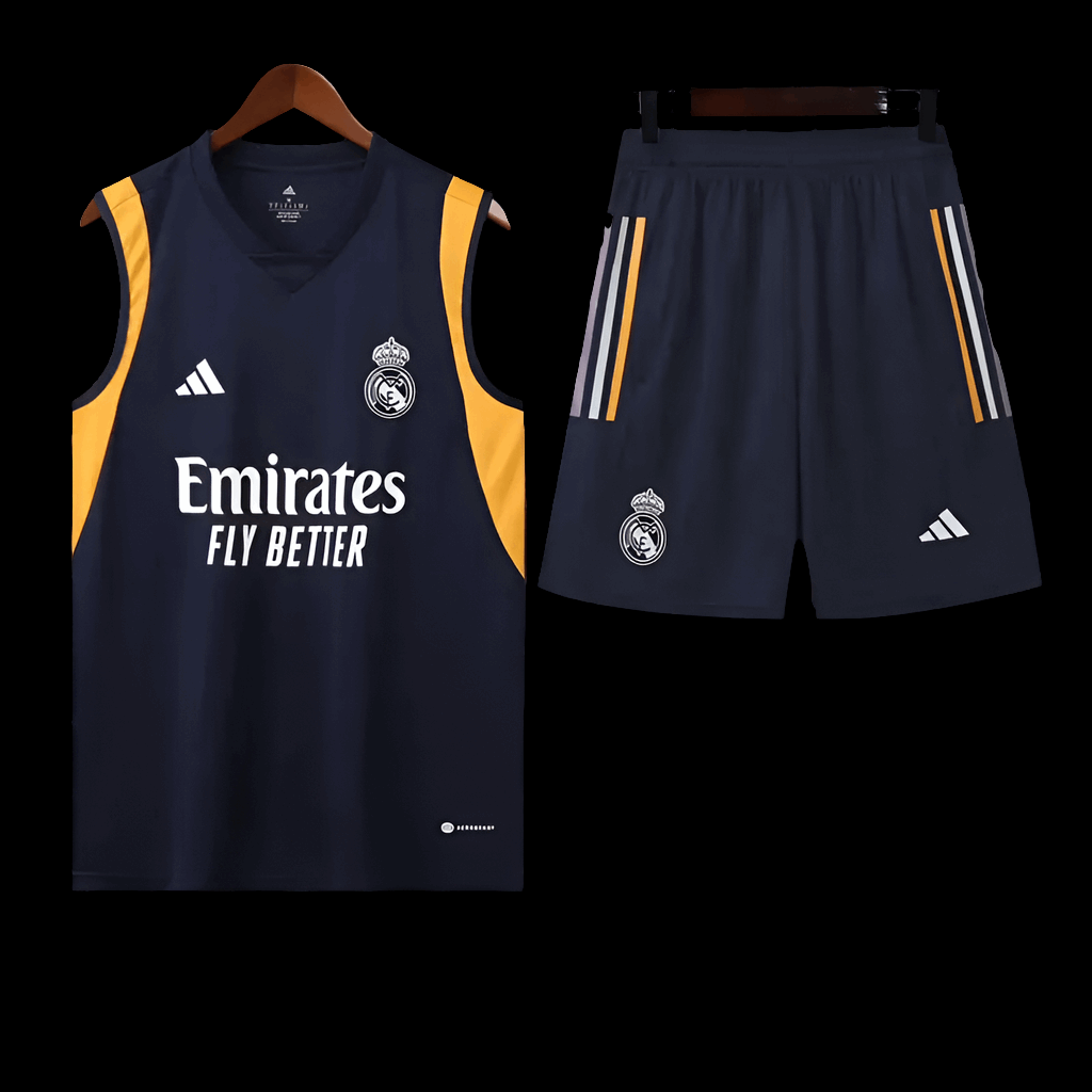 Real Madrid Blue Sleeveless Training Set (With Shorts) Jerseys Jersey Football Jerseys India Online