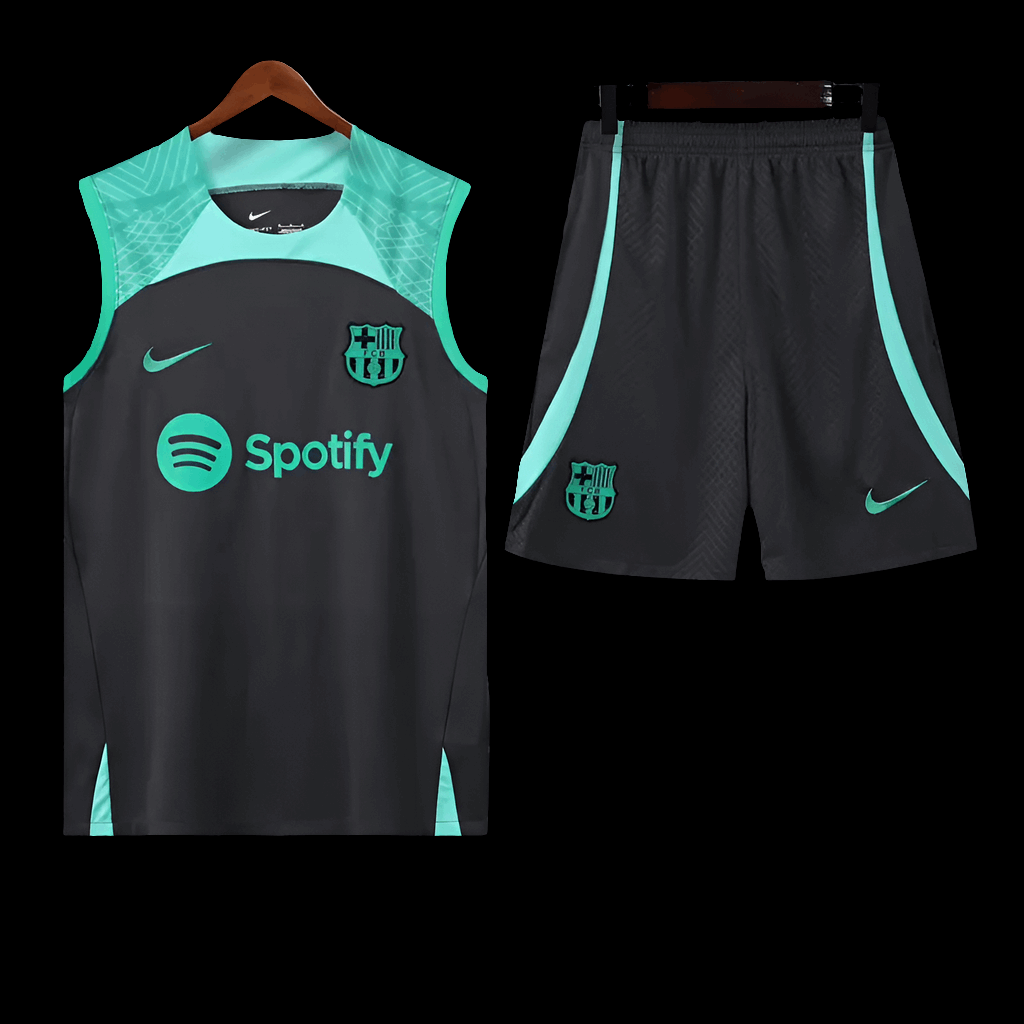 FC Barcelona Black Sleeveless Training Set (With Shorts) Jerseys Jersey Nike Football Jerseys India Online