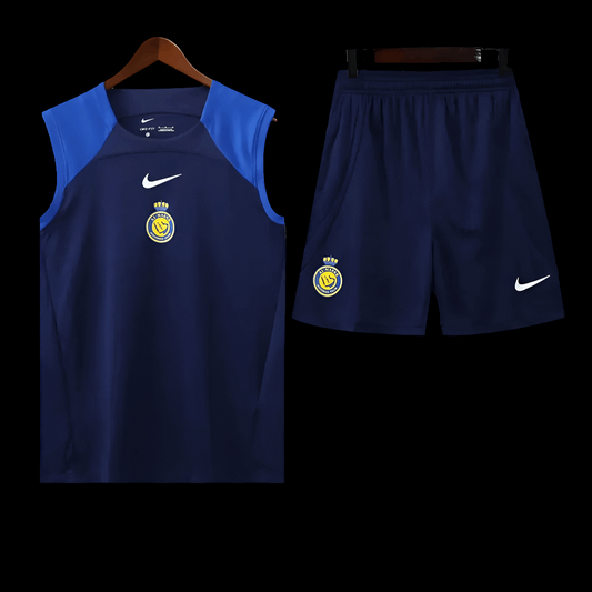 Al Nassr Dark Blue Sleeveless Training Set (With Shorts) Jerseys Jersey Football Jerseys India Online