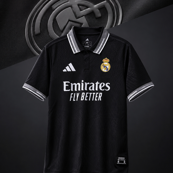  Real Madrid CLIMACOOL 黒シャツ 160 Real Madrid 2026/27 Special Black Polo Jersey (Player Version